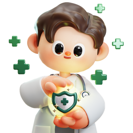 O médico está protegendo a vida de seus pacientes  3D Icon