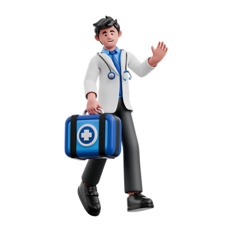 O médico trouxe um kit de primeiros socorros  3D Icon