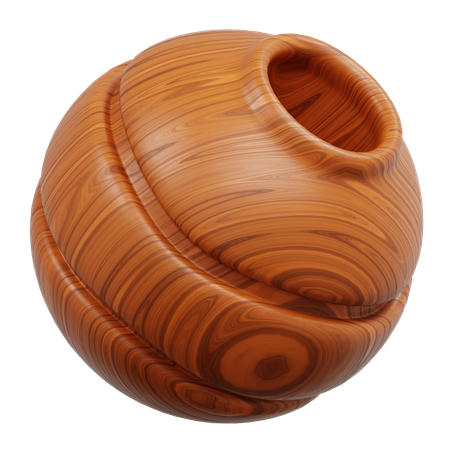 Objeto esférico de veta de madera adecuado para la naturaleza.  3D Icon