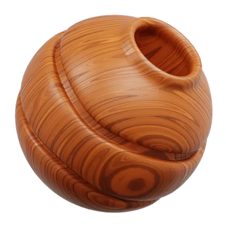 Objeto esférico de veta de madera adecuado para la naturaleza.  3D Icon