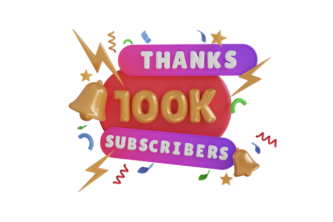 Obrigado 100 mil inscritos  3D Icon