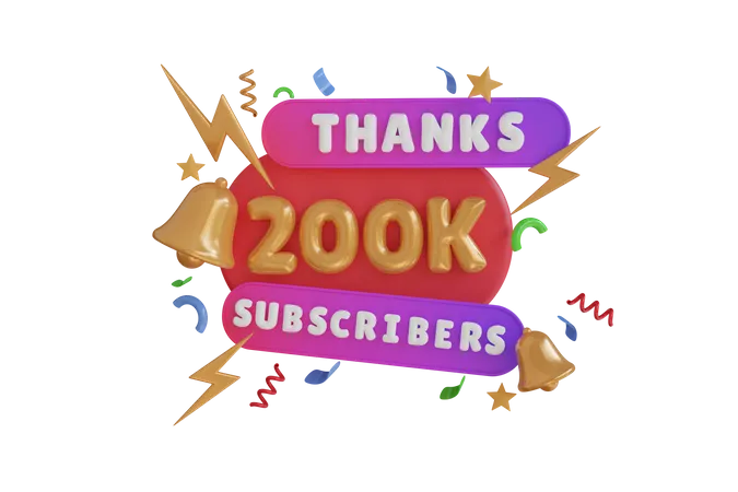 Obrigado 200 mil inscritos  3D Icon