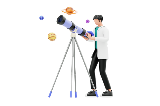 Observación astronómica  3D Illustration