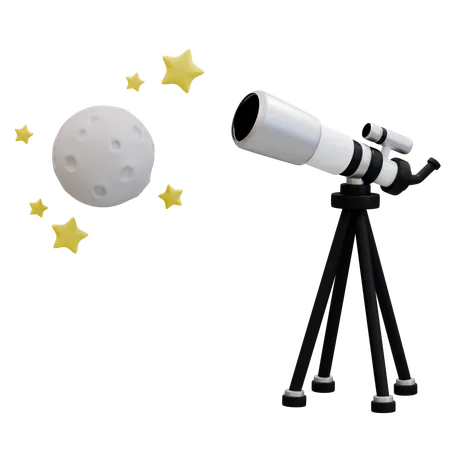 Observación de estrellas a través del telescopio  3D Icon