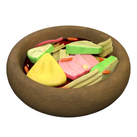 Obstsalat gemischt mit Fischsauce  3D Icon