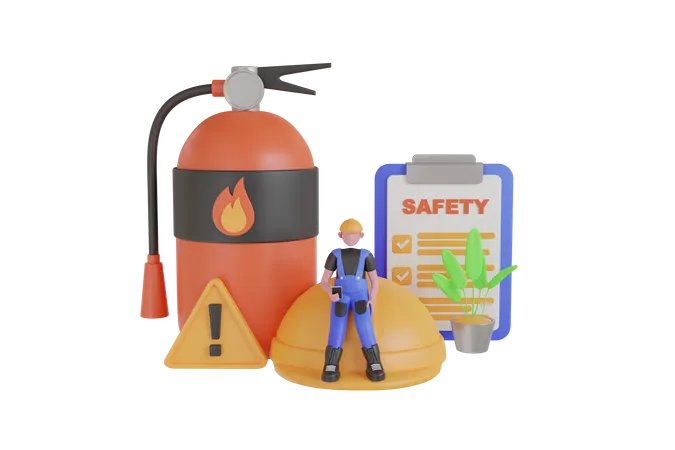Worker Personal Protective Equipment And Precautionary Measures At Workplace Safety First For Worker 3 D Illustration Of Occupational Safety 3D Illustration