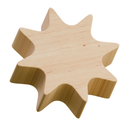 Octagram Star Wooden Abstract Shape  3D Icon