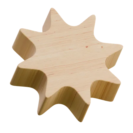 Octagram Star Wooden Abstract Shape  3D Icon