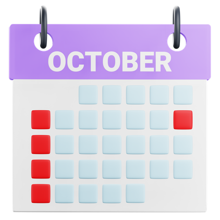 October Calendar  3D Icon