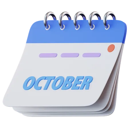 October Calendar  3D Icon