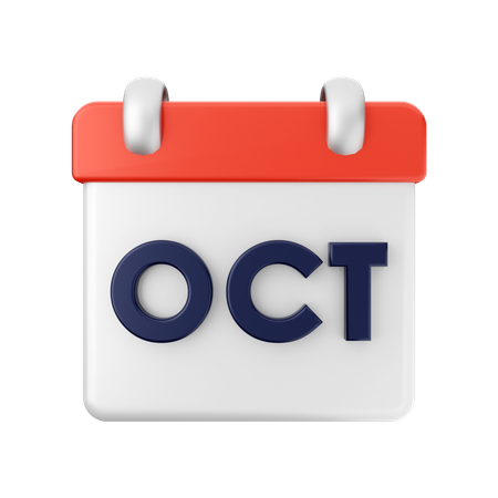 October Calendar  3D Illustration