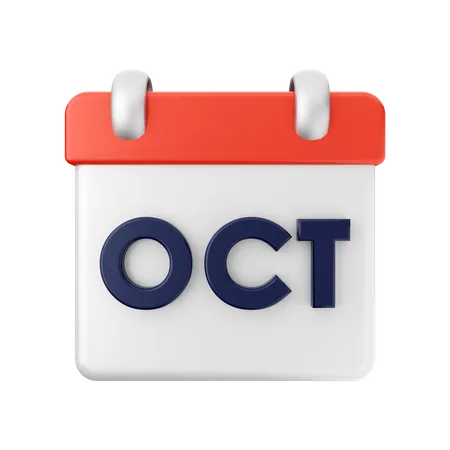October Calendar  3D Illustration