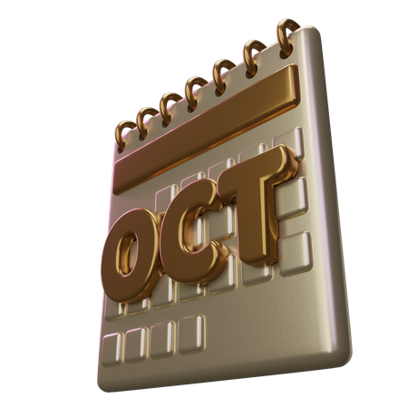 October Month Calendar  3D Icon