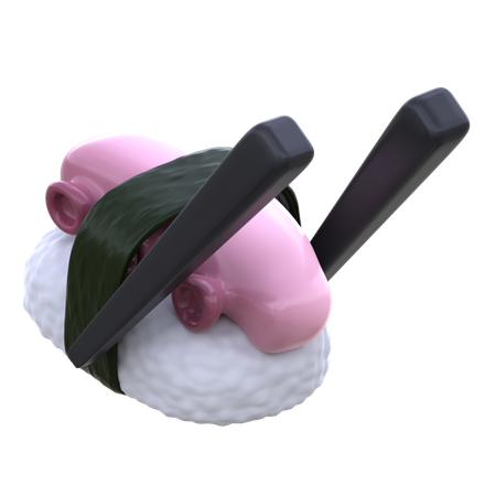 Octopus Sushi With Chopstick  3D Icon