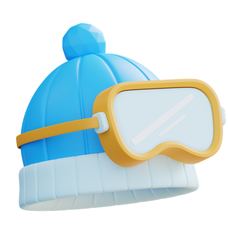 Óculos de esqui com chapéu de inverno  3D Icon