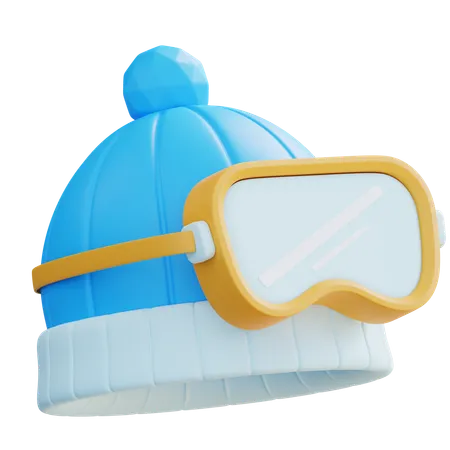 Óculos de esqui com chapéu de inverno  3D Icon