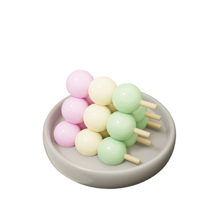 Odango On A Plate  3D Icon