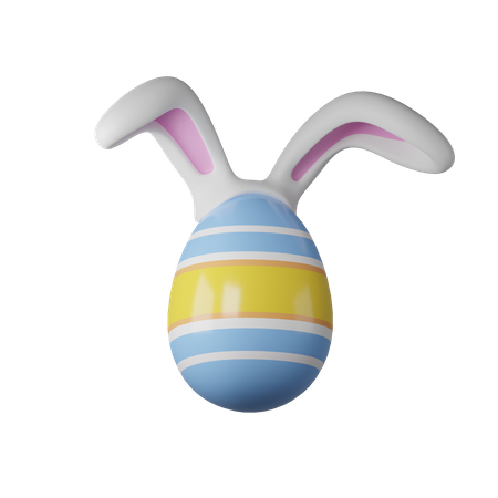 Oeuf de Pâques avec des oreilles de lapin  3D Icon