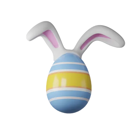 Oeuf de Pâques avec des oreilles de lapin  3D Icon