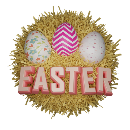 Oeuf de Pâques sur nid  3D Illustration