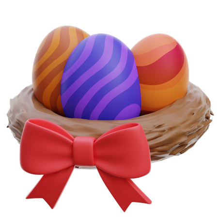 Oeufs de pâques sur nid d'oiseau  3D Icon