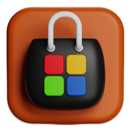색깔 있는 버튼이 있는 자물쇠  3D Icon