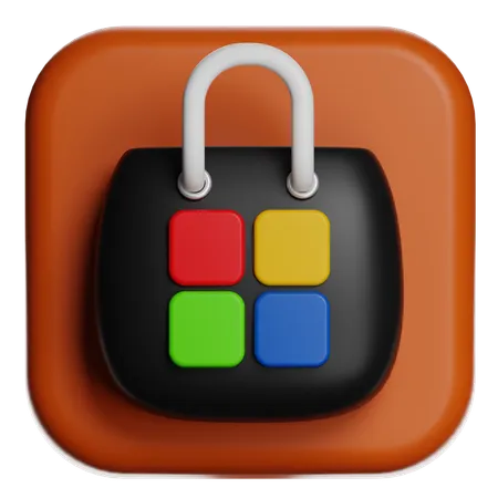 색깔 있는 버튼이 있는 자물쇠  3D Icon