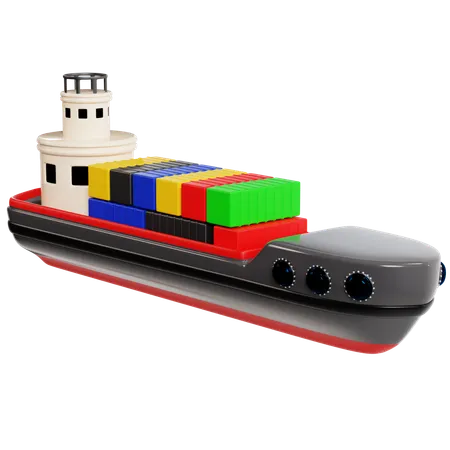 Of Container Ship With Cargo  3D Icon