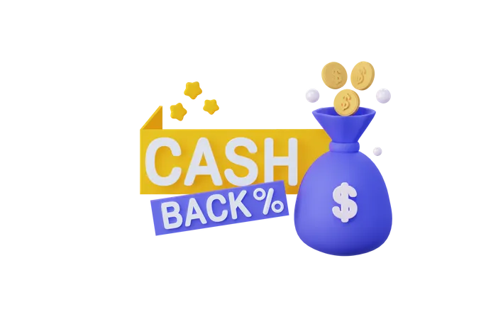 Icone Abstrato Do Saco De Dinheiro De Pagamentos On Line Cashback Com Cifrao E Moedas Renderizacao 3 D 3D Illustration