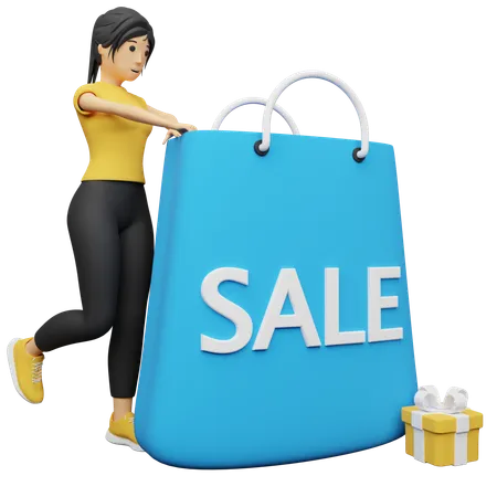 Oferta de venta en productos digitales  3D Illustration