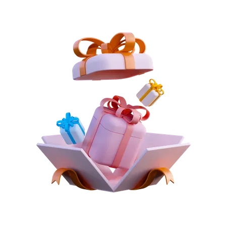 Geschenkbox öffnen  3D Illustration
