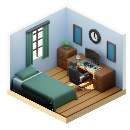 Office And Bed Room 3D Icon