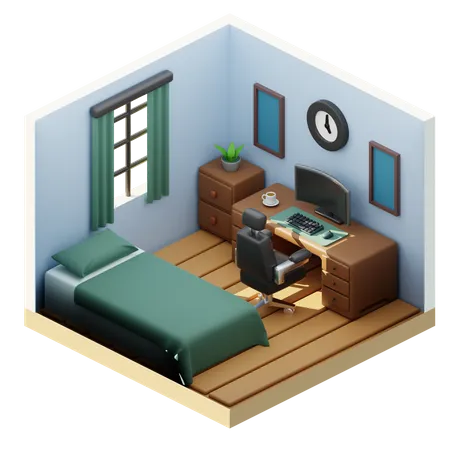 Office And Bed Room 3D Icon