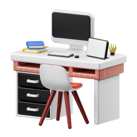 Office Desk 3D Illustration