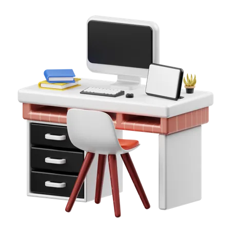Office Desk 3D Illustration