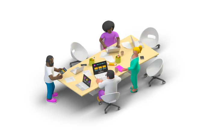 Office Meeting 3D Illustration