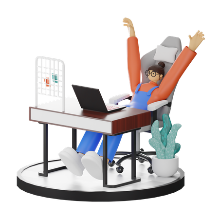 Office worker doing stretching after work  3D Illustration