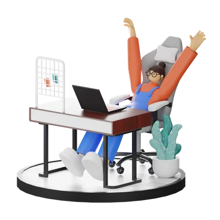 Office worker doing stretching after work  3D Illustration
