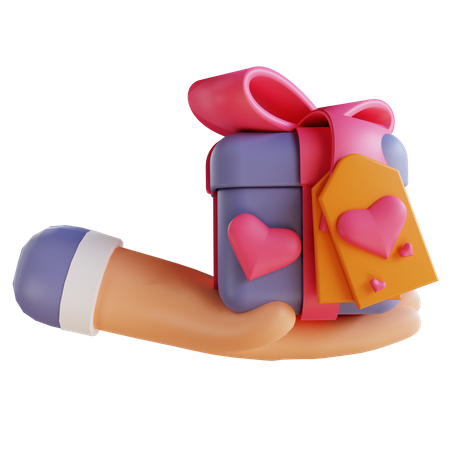 Offrir un cadeau de Saint-Valentin à son partenaire  3D Illustration