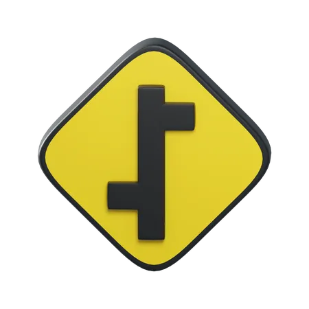 Offset road junction left and right 3D Illustration
