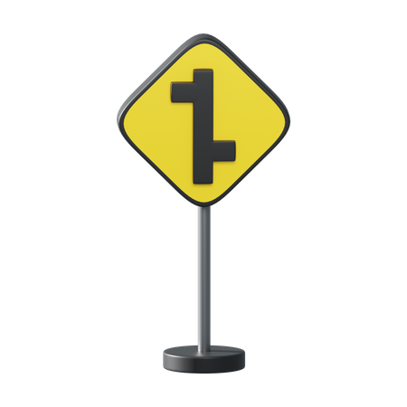 Offset road junction left and right 3D Illustration