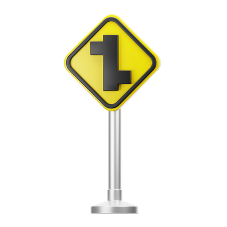 Offset Road Junction Left and Right Sign  3D Icon