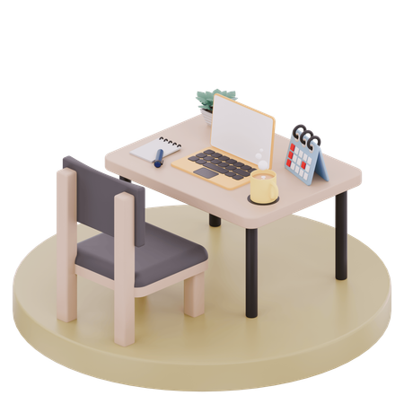 Oficina en casa para trabajo remoto  3D Icon