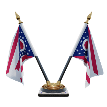 Ohio Double Desk Flag Stand  3D Flag