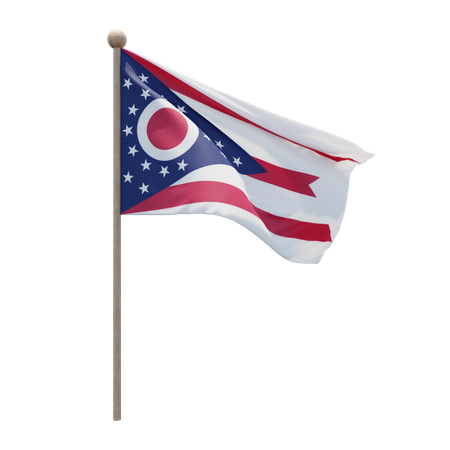 Ohio Flag Pole  3D Flag