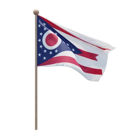 Ohio Flag Pole  3D Flag