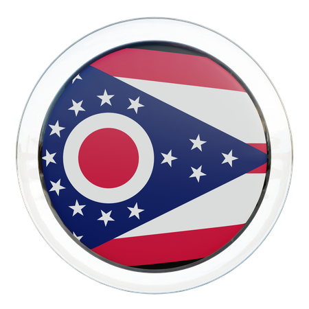 Ohio Round Flag  3D Icon