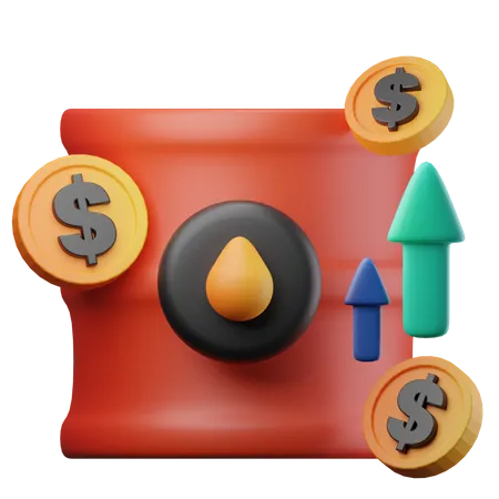 Oil Price Up  3D Icon