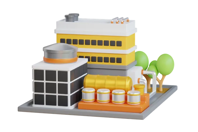 Oil Refinery Building  3D Illustration