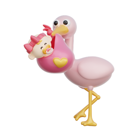 Oiseau portant bébé  3D Icon